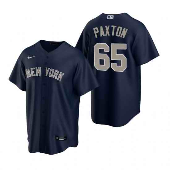Mens Nike New York Yankees 65 James Paxton Navy Alternate Stitched Baseball Jersey